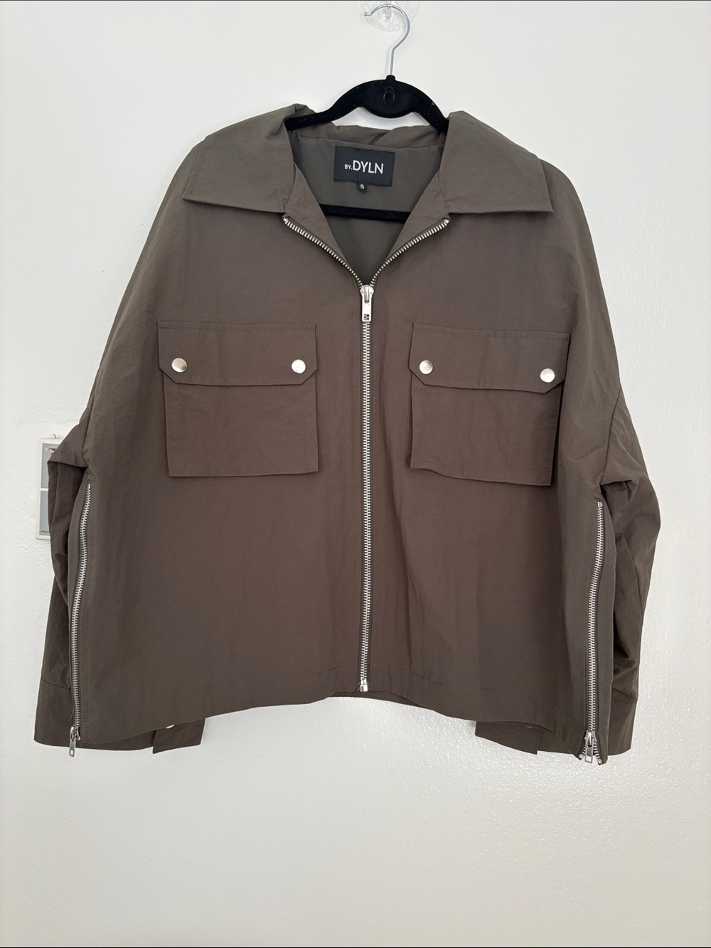 DYLN Olive Utility Jacket with Zip Front - Picture 3 of 3